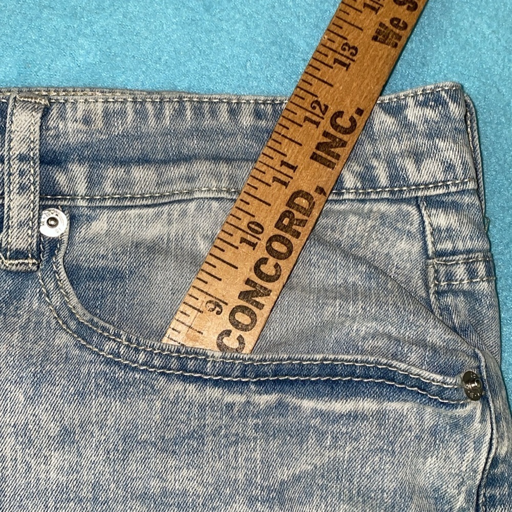 M B X denim slim fit distressed jeans zipper fly 5 pockets stretchy size 36 X 30 - Picture 13 of 15